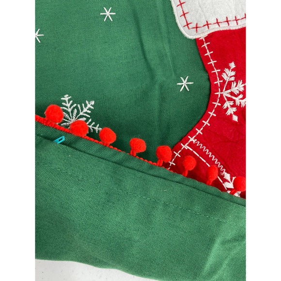 Phantoscope Christmas Tree pillow Cover  17”  Green Pom poms - Picture 4 of 5